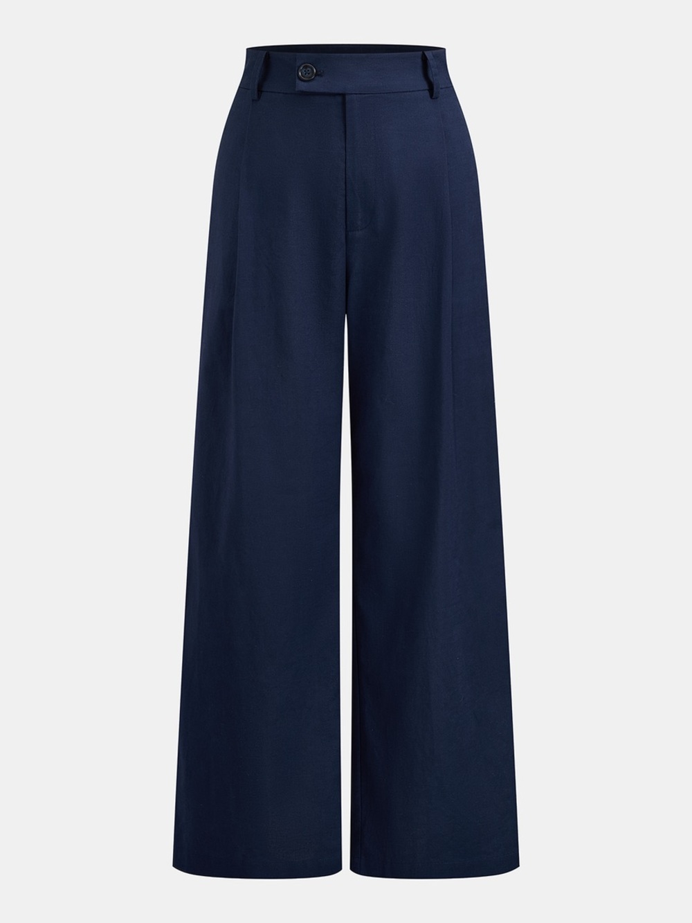Commense Navy Wide-Leg Linen-Blend Trousers - Picture 4 of 8